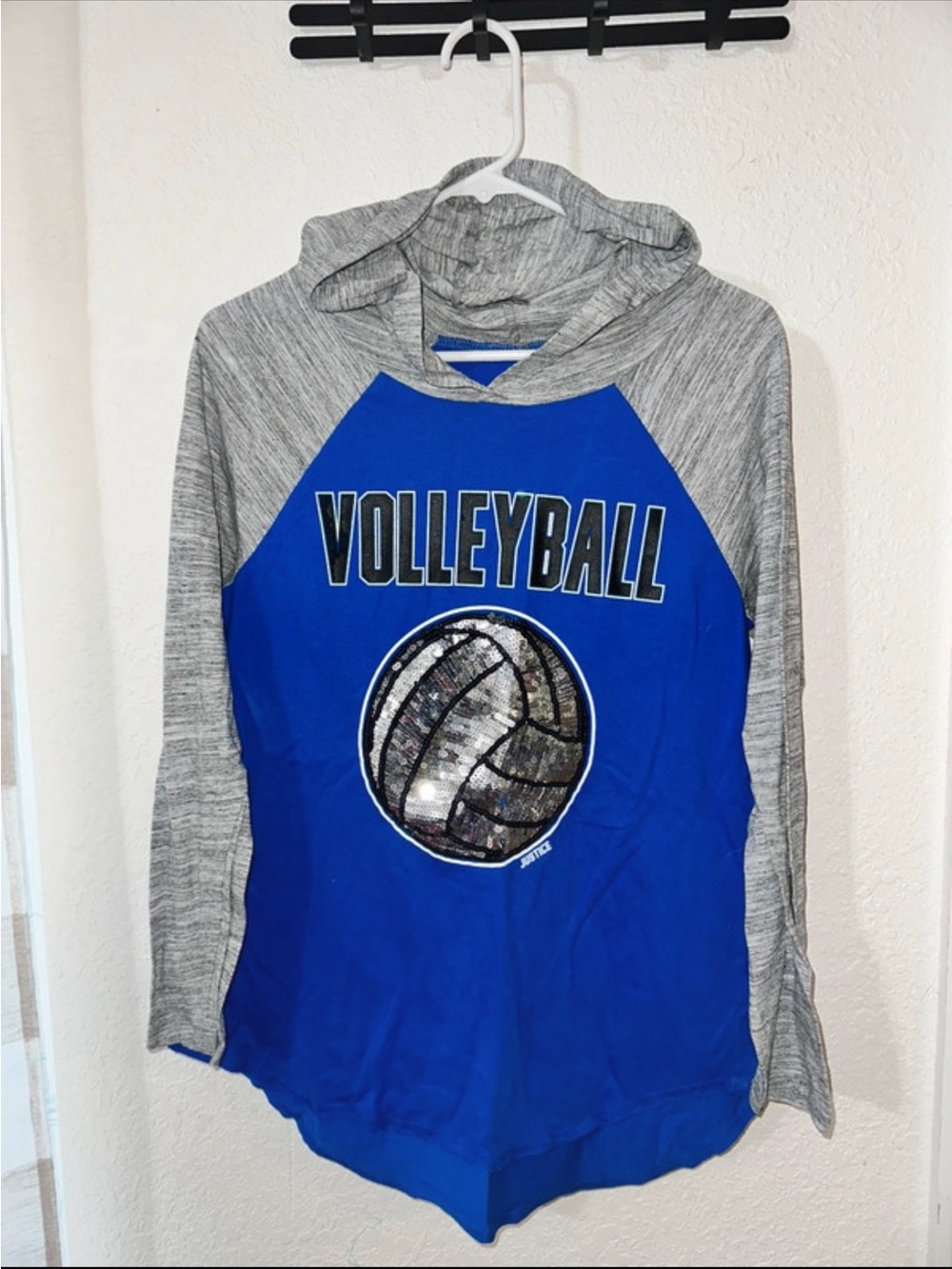 Justice Blue & Gray Volleyball Sequin shirt